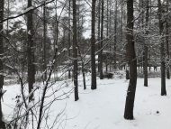 雪の上で建物の配置を確認 蓼科高原