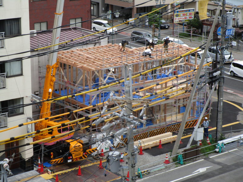 上棟　街角のコートハウス　松本市