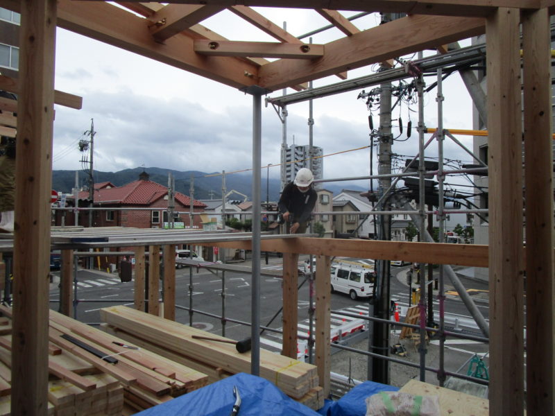 上棟　街角のコートハウス　松本市