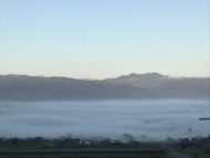 塩尻市の山麓線から雲海が見えた